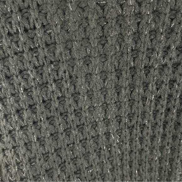 SAY WHAT? Vintage Y2K 2000 Black Crochet Knit Asymmetrical Hem Cardigan Sweater - Picture 13 of 14